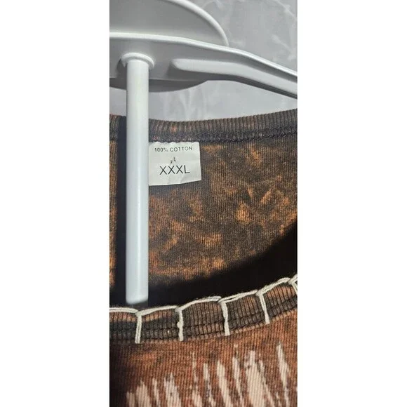 Boho Hippie TShirt Womens M/L Patchwork Short Sleeve Asymmetrical Lagenlook 90s - Picture 6 of 9